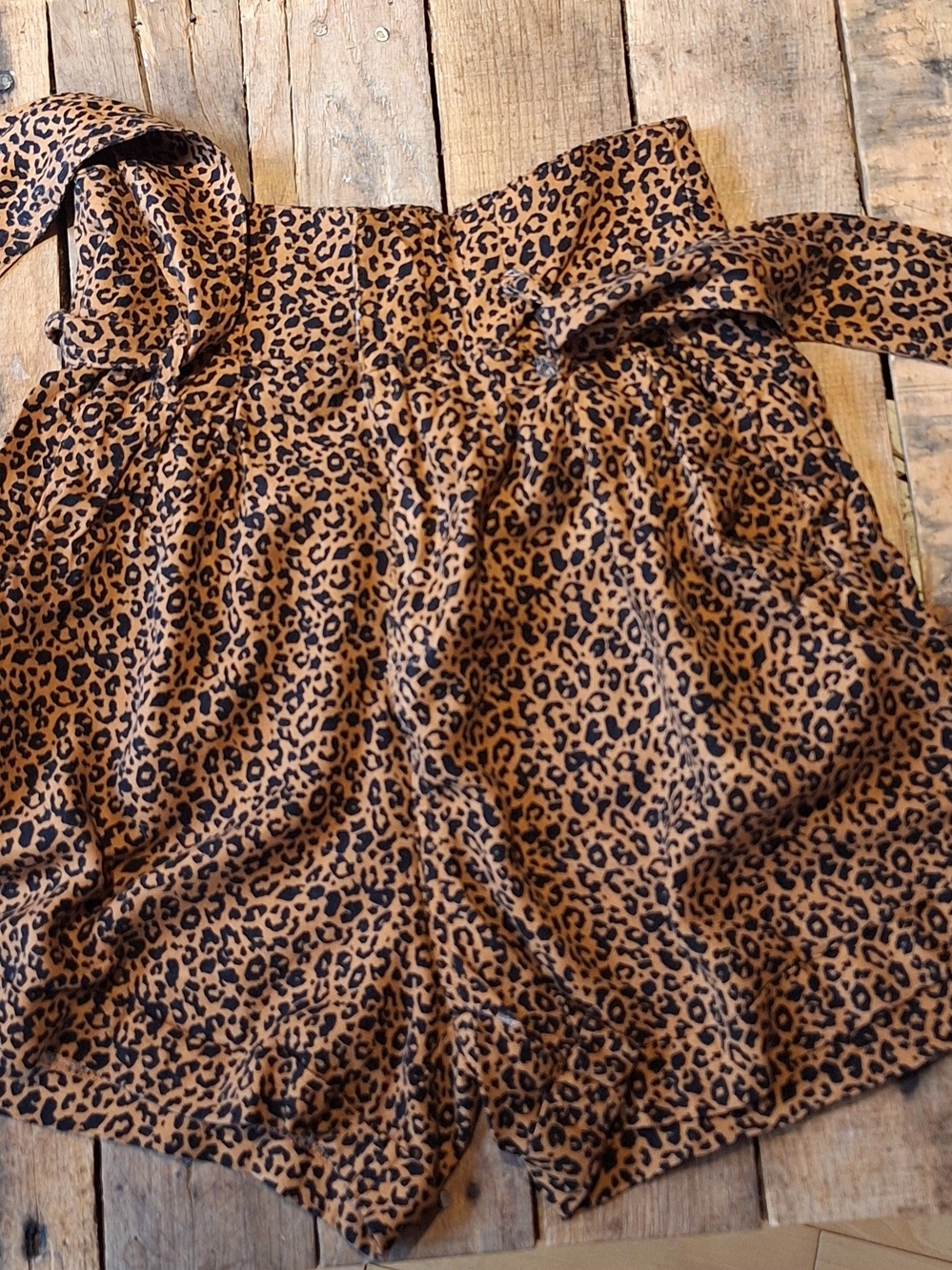 Topshop Leopard-Print Paperbag Waist Shorts in Brown and Black